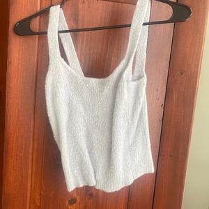 Express light lavender fuzzy crop top, size small